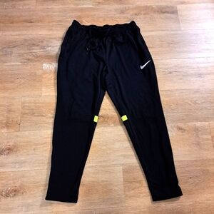 Nike Black Lime Green Joggers Track Soccer Dri-Fit Training Pants Men's Large